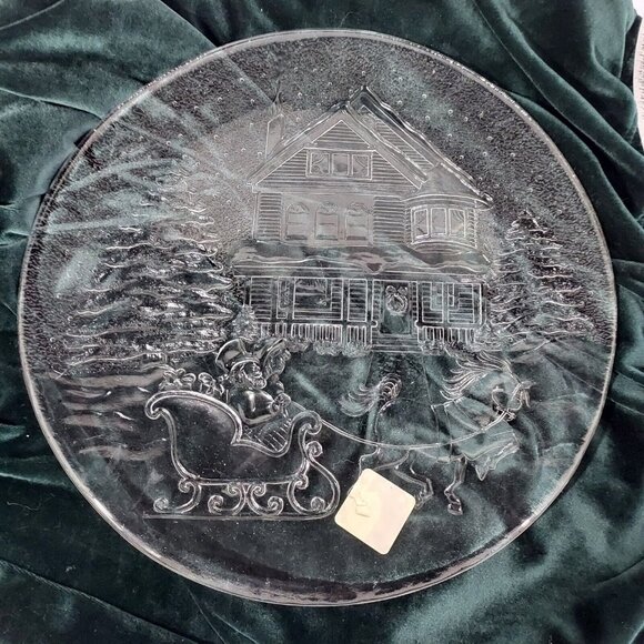 Libbey Other - Libby Winter Christmas Holiday Sleigh Ride Clear Glass Serving Platter Plate